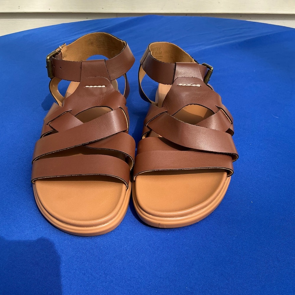 Journee Collection Sandals Mistee 8.5 Brown Vegan Leather Multi-Strap Gladiator